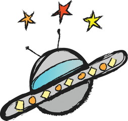 doodle space flying saucer