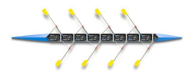 Eight men rowing boat © mipan