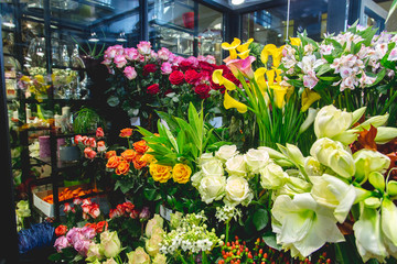 colorful flowers at flower market
