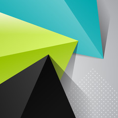 Three colorful triangles on gray background - 72735932