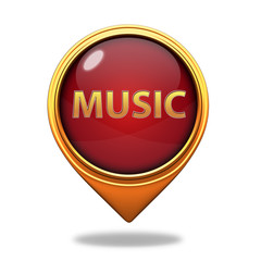 music pointer icon on white background