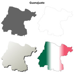 Obraz premium Guanajuato blank outline map set