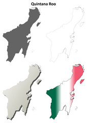 Quintana Roo blank outline map set