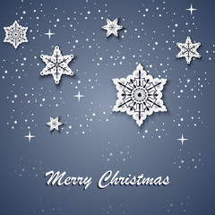 Naklejka na ściany i meble Christmas card with white stars on the background