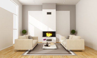 Living room with fireplace