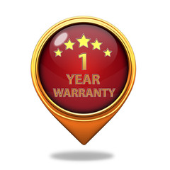 One year warranty pointer icon on white background