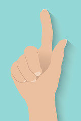 Woman hand on turquoise background