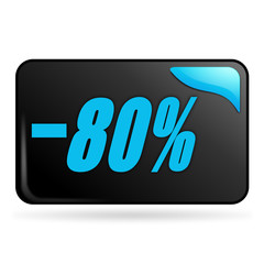 moins 80 pour 100 sur bouton web rectangle bleu