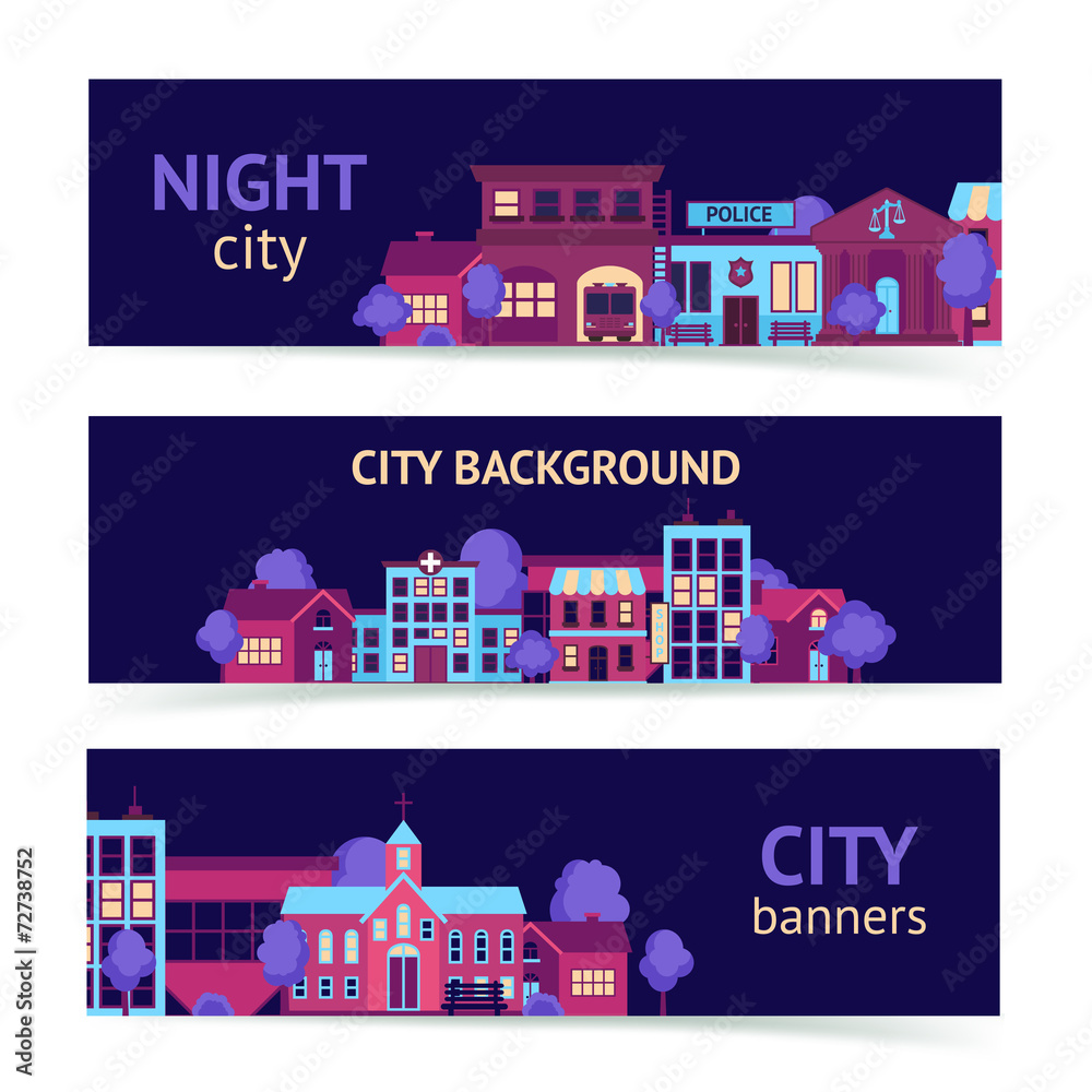 Wall mural city banner horizontal