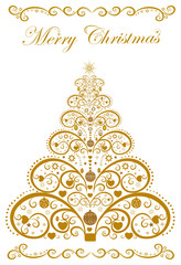 Winter  background with decorative Christmas tree