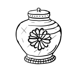 Sugar bowl, vector sketch illustration