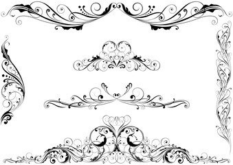 Set of swirl floral design elements