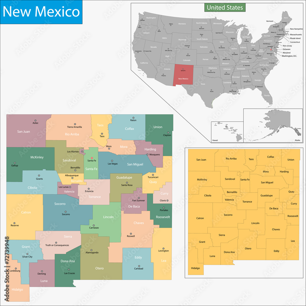 Wall mural New Mexico map