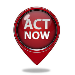 Act now pointer icon on white background