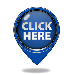 Click here pointer icon on white background