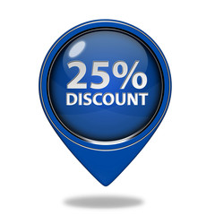 Discount 25 pointer icon on white background