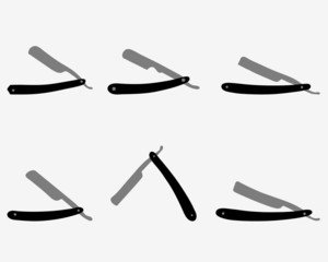 Silhouettes of razors and razor blade, vector