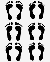 Prints of human feet, vector illustration