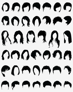 Vector illustration of different hair styling