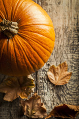 Pumpkin on wooden table