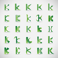 Letter Icons Set - Isolated On Gray Background