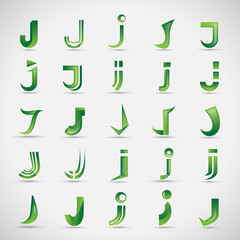 Letter Icons Set - Isolated On Gray Background