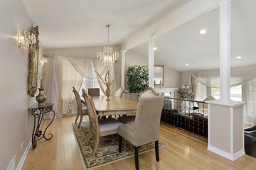 Dining room with living area below