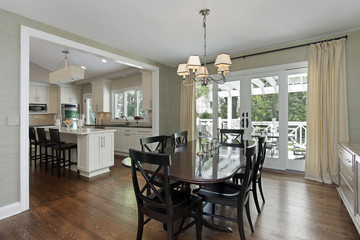 Dining room with kitchen view