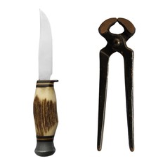 Steel knife and pincer isolated over white