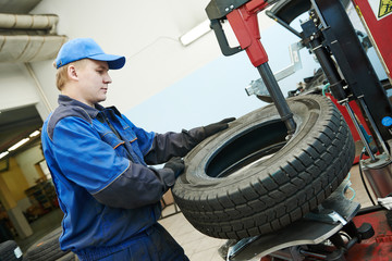 car wheel tyre fitting or replacement