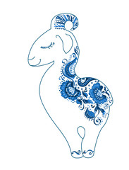 Cute blue goat, illustration, vector