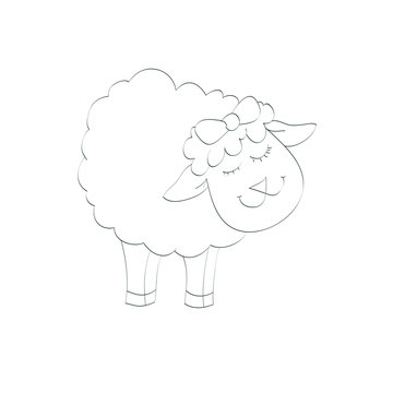 Contour of funny lamb - illustration, vector