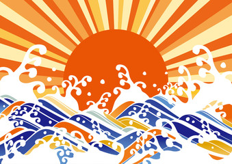 波_オレンジ_太陽