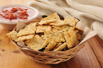 Crackers with salsa