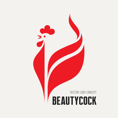 Beauty cock - rooster vector logo. Bird cock illustration. © serkorkin