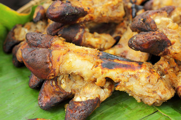 Pork leg grilled for cooking
