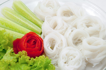 Thai rice vermicelli served with curry
