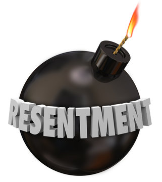 Resentment 3d Word Black Round Bomb Anger Bitter Grudge Feeling