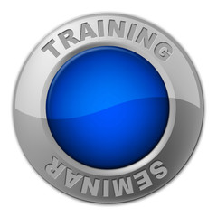 Training Seminar Button Shows Conference Learning And Webinar