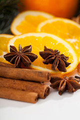 Cinnamon and oranges during christmas time