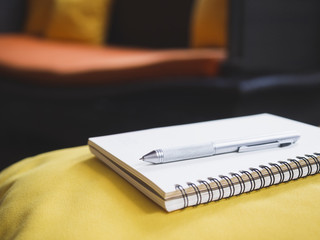 Book and pen on pillow sofa