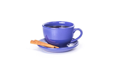 blue mug with cinnamon