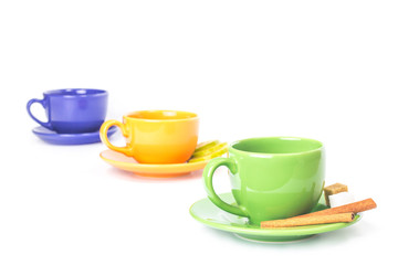 Three cups in perspective