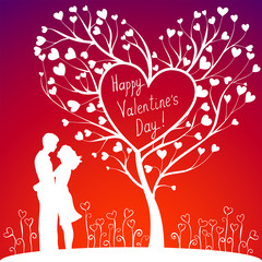 Fototapeta na wymiar Couple With Valentine's Tree