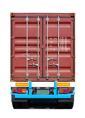 Cargo container on cargo container  truck on white background