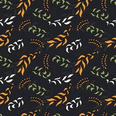 Seamless pattern of autumn branches and leaves