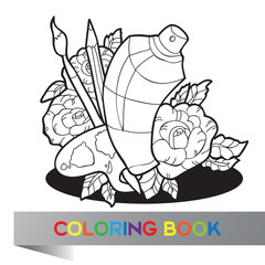 Palette with paint, brushes  - Coloring book