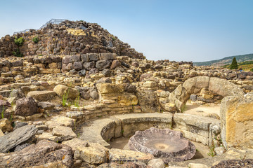 Ruins of nuraghe Su Nuraxi near Barumuni in Sardinia