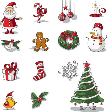 Christmas Graphic Elements Hand Drawn Vector