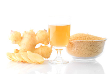 Ginger tea isolated on white